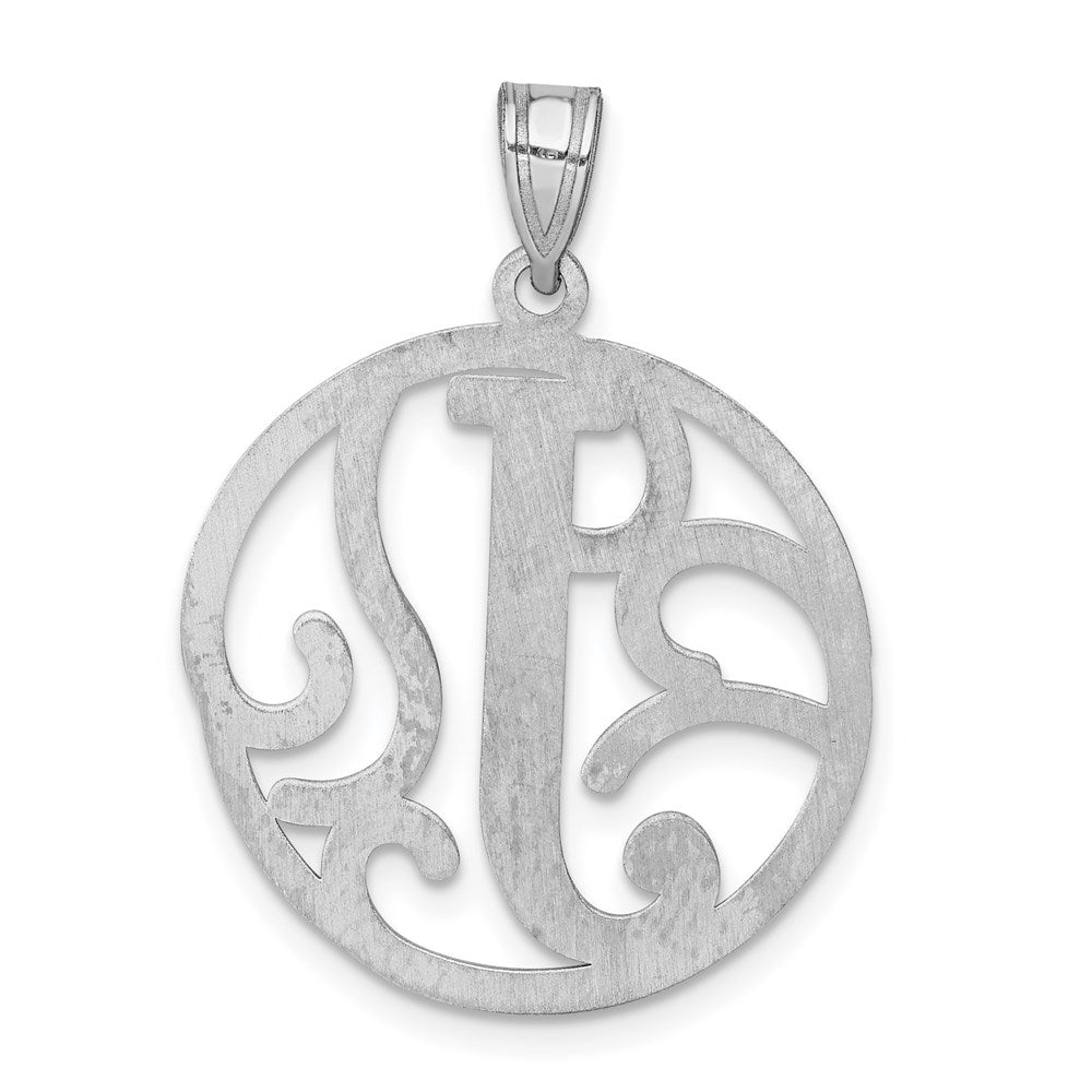 Alternate view of the Rhodium Plated Sterling Silver Fancy Script Initial J Pendant, 20mm by The Black Bow Jewelry Co.