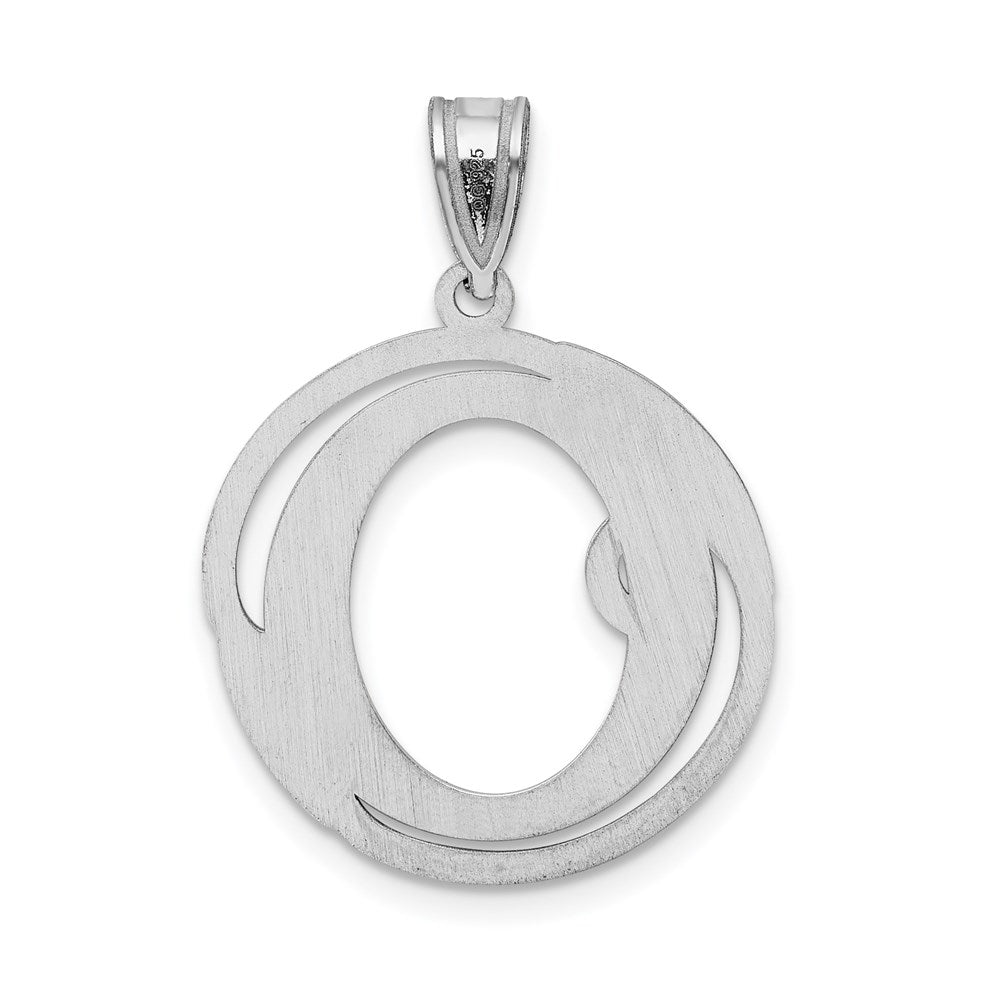 Alternate view of the Rhodium Plated Sterling Silver Fancy Script Initial O Pendant, 20mm by The Black Bow Jewelry Co.