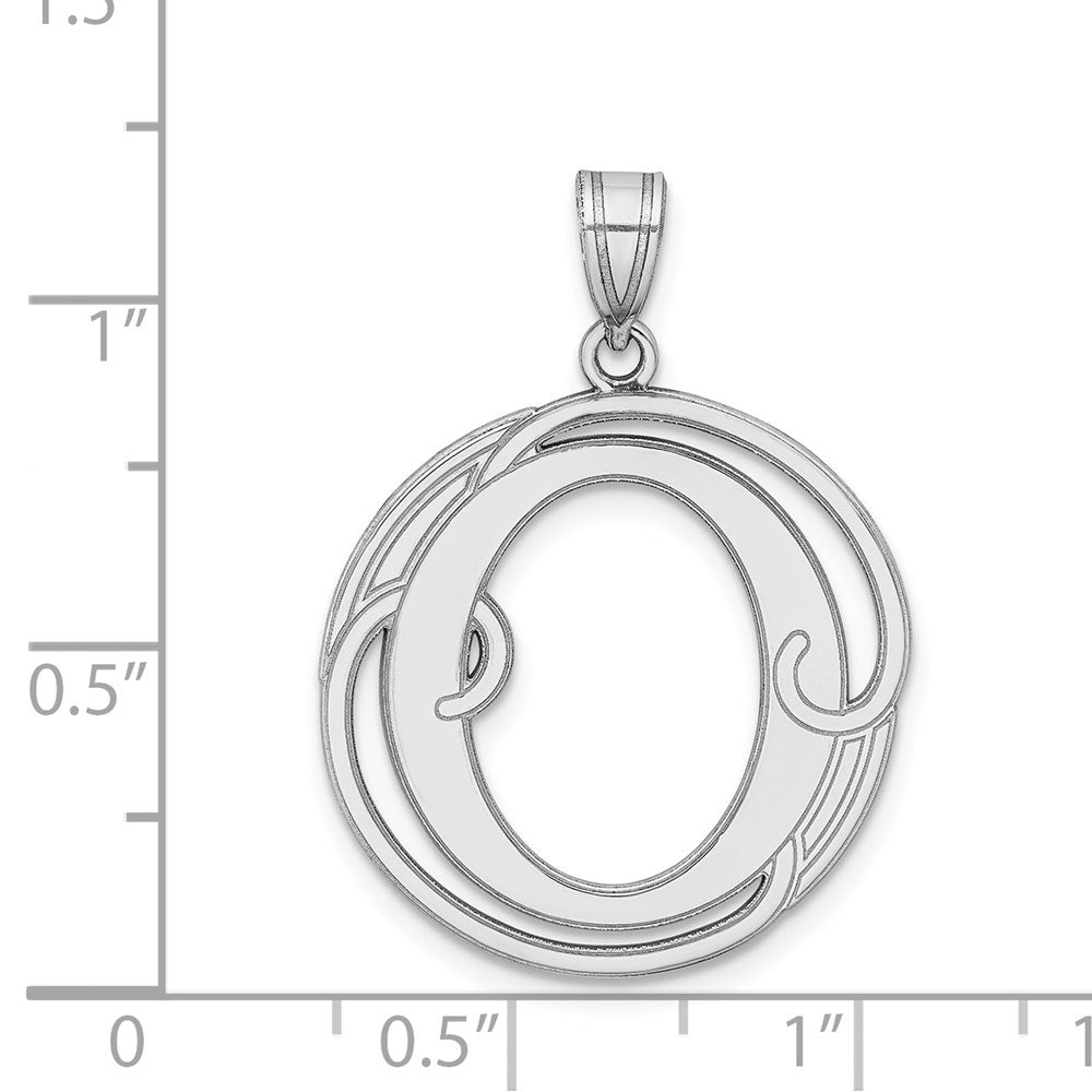 Alternate view of the Rhodium Plated Sterling Silver Fancy Script Initial O Pendant, 20mm by The Black Bow Jewelry Co.