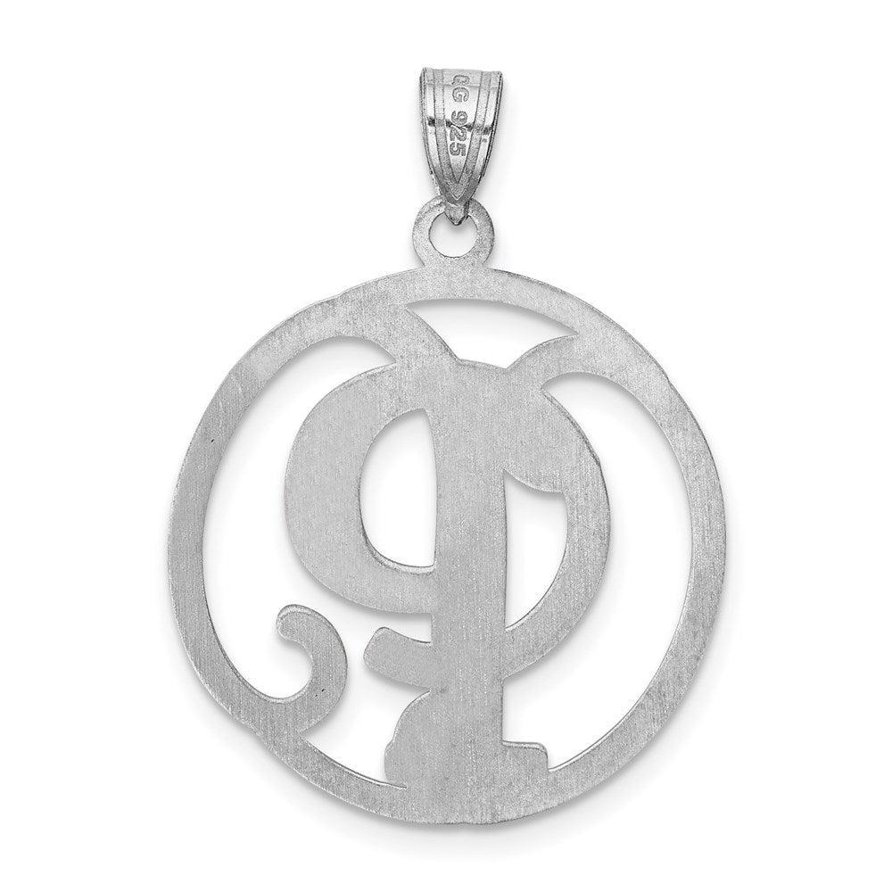 Alternate view of the Rhodium Plated Sterling Silver Fancy Script Initial P Pendant, 20mm by The Black Bow Jewelry Co.