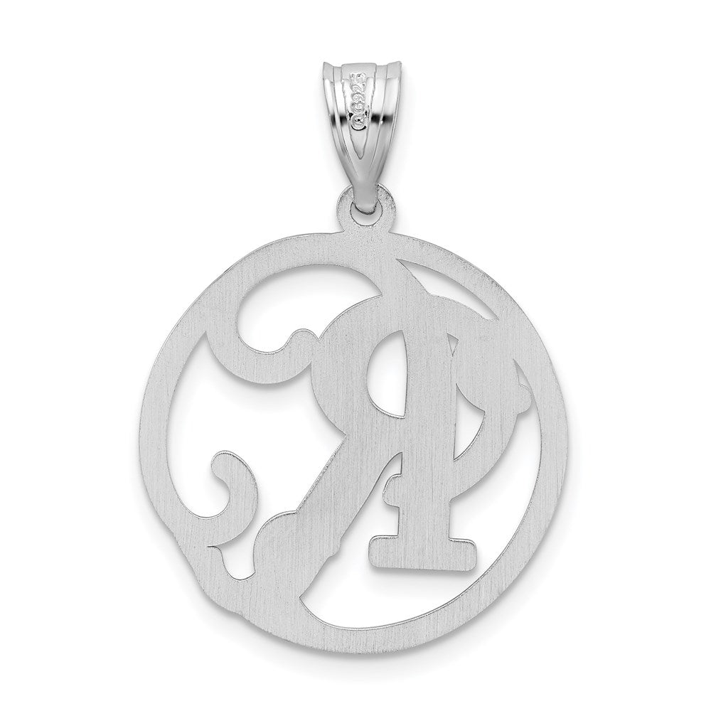 Alternate view of the Rhodium Plated Sterling Silver Fancy Script Initial R Pendant, 20mm by The Black Bow Jewelry Co.