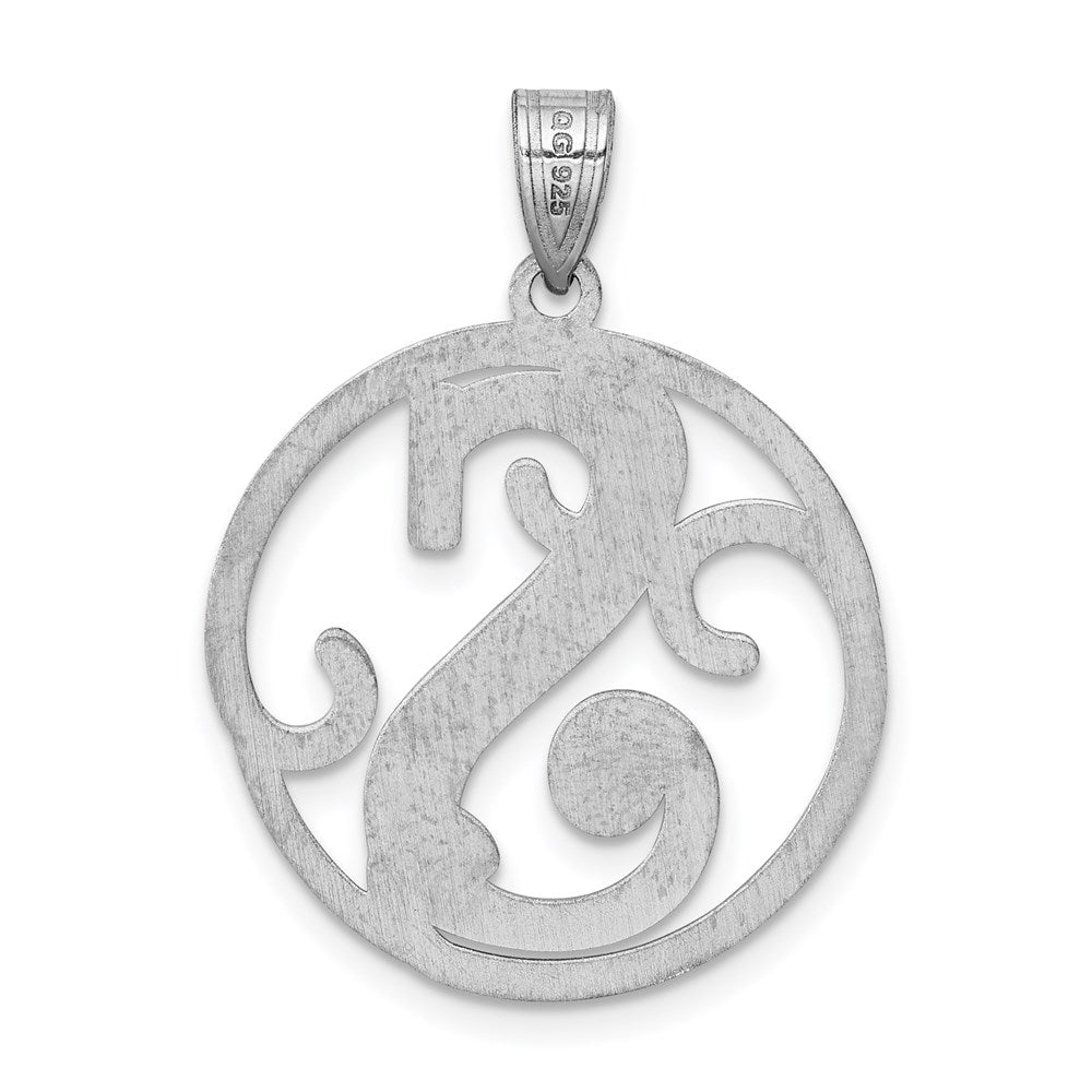 Alternate view of the Rhodium Plated Sterling Silver Fancy Script Initial S Pendant, 20mm by The Black Bow Jewelry Co.
