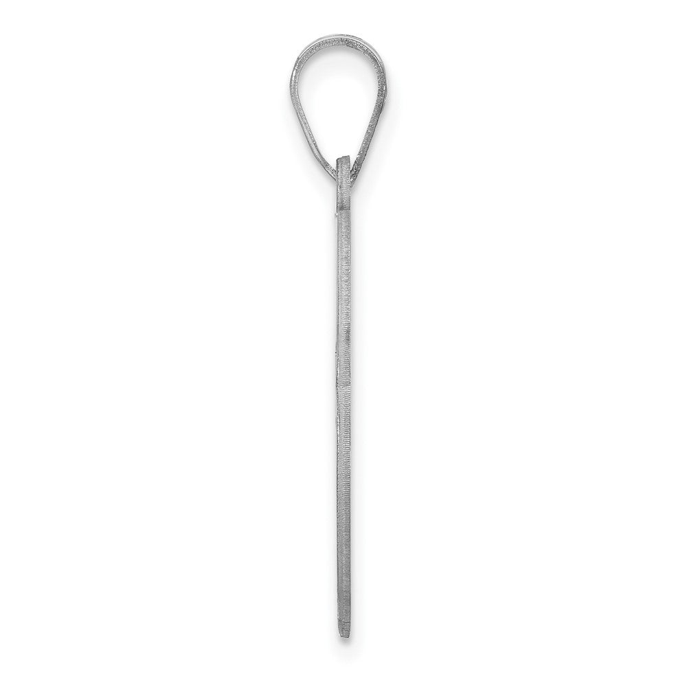 Alternate view of the Rhodium Plated Sterling Silver Fancy Script Initial V Pendant, 20mm by The Black Bow Jewelry Co.