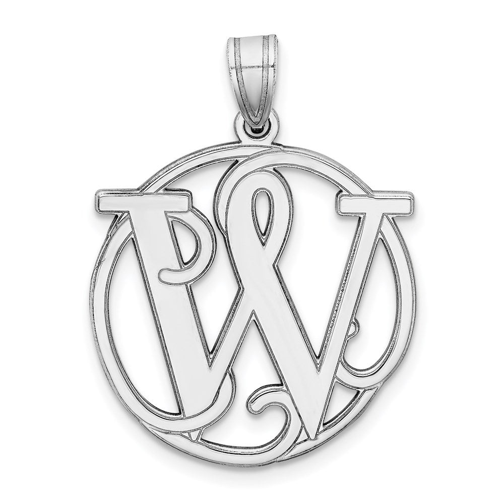 Rhodium Plated Sterling Silver Fancy Script Initial W Pendant, 20mm, Item P27490-W by The Black Bow Jewelry Co.