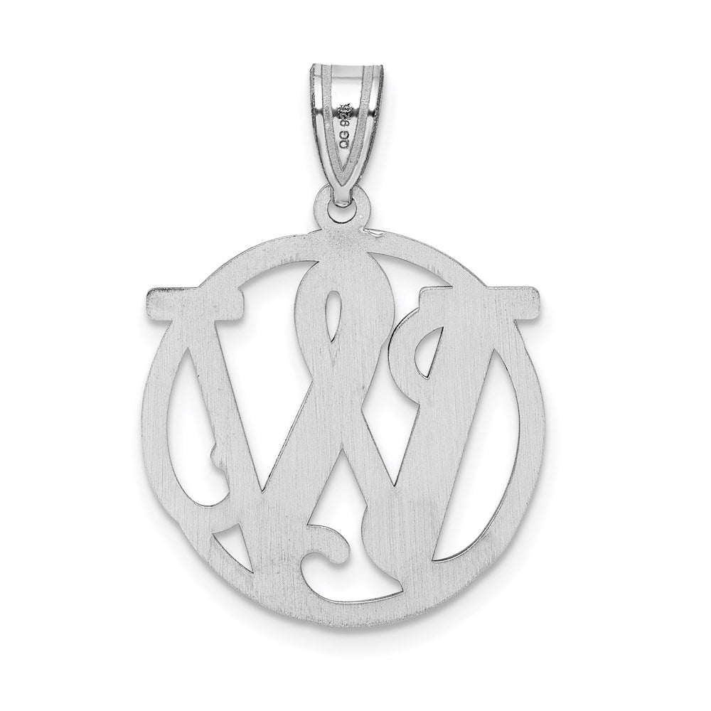 Alternate view of the Rhodium Plated Sterling Silver Fancy Script Initial W Pendant, 20mm by The Black Bow Jewelry Co.