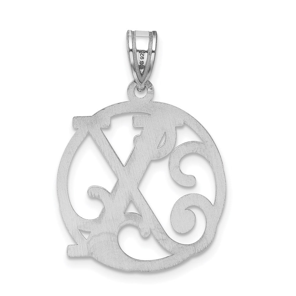 Alternate view of the Rhodium Plated Sterling Silver Fancy Script Initial X Pendant, 20mm by The Black Bow Jewelry Co.