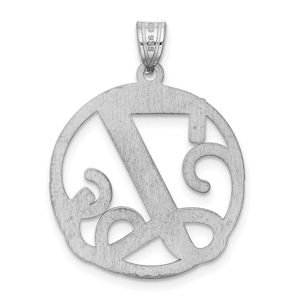 Alternate view of the Rhodium Plated Sterling Silver Fancy Script Initial Y Pendant, 20mm by The Black Bow Jewelry Co.