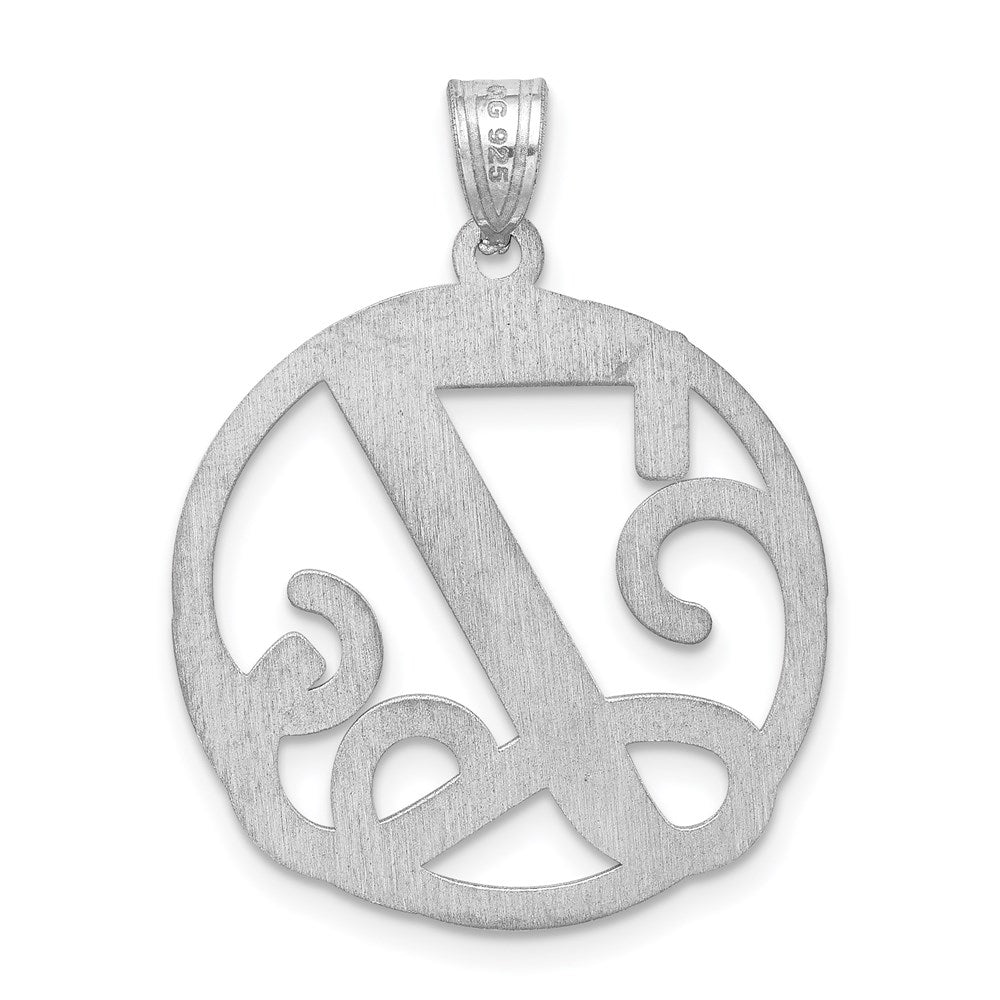 Alternate view of the Rhodium Plated Sterling Silver Fancy Script Initial Z Pendant, 20mm by The Black Bow Jewelry Co.