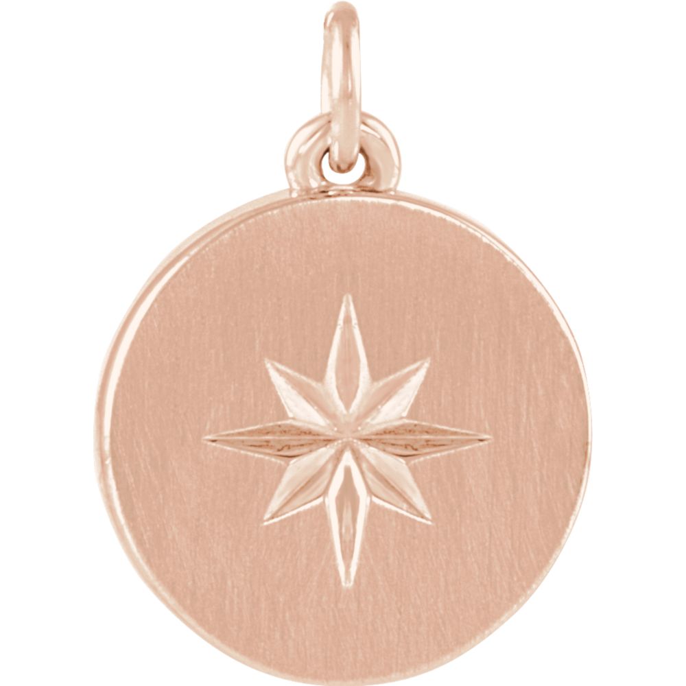 14k White, Rose or Yellow Gold Small Starburst Disc Pendant, 11mm, Item P27493 by The Black Bow Jewelry Co.