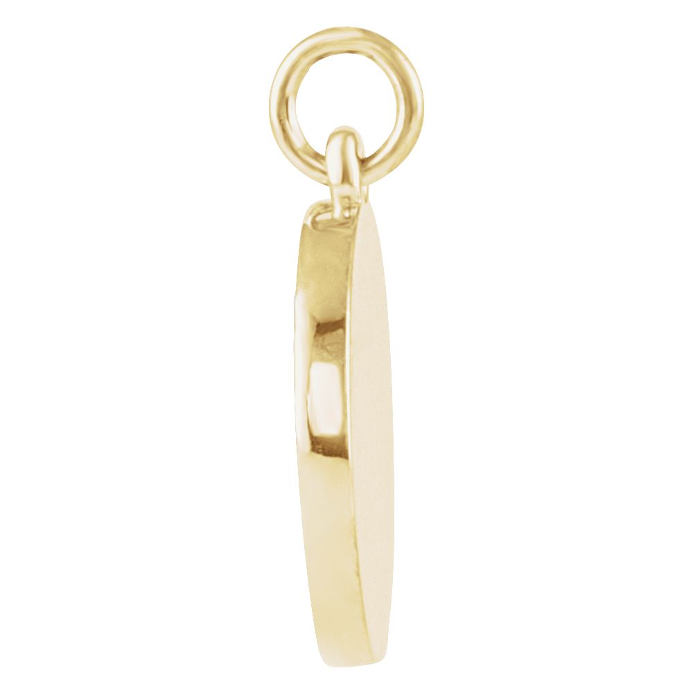 Alternate view of the 14k Yellow Gold Small Starburst Disc Pendant, 11mm (7/16 inch) by The Black Bow Jewelry Co.