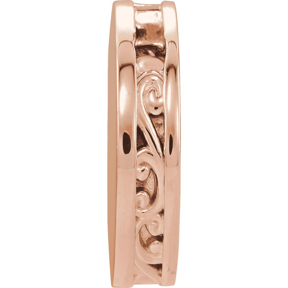 Alternate view of the 14k Rose Gold Engravable Scroll Edge Disc Slide Pendant, 17mm by The Black Bow Jewelry Co.