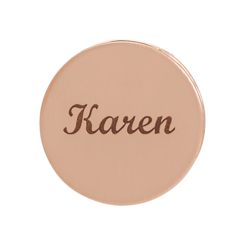 Alternate view of the 14k Rose Gold Engravable Scroll Edge Disc Slide Pendant, 17mm by The Black Bow Jewelry Co.