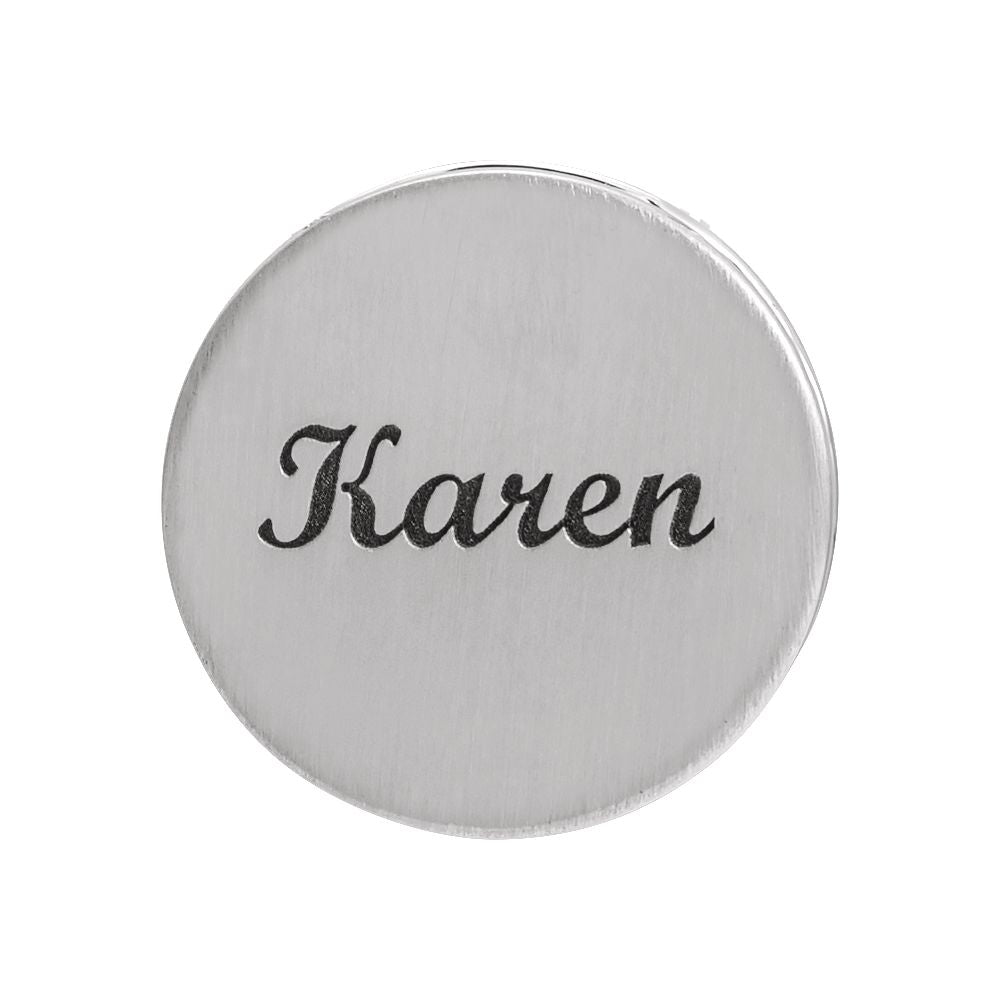 Alternate view of the 14k White Gold Engravable Scroll Edge Disc Slide Pendant, 17mm by The Black Bow Jewelry Co.