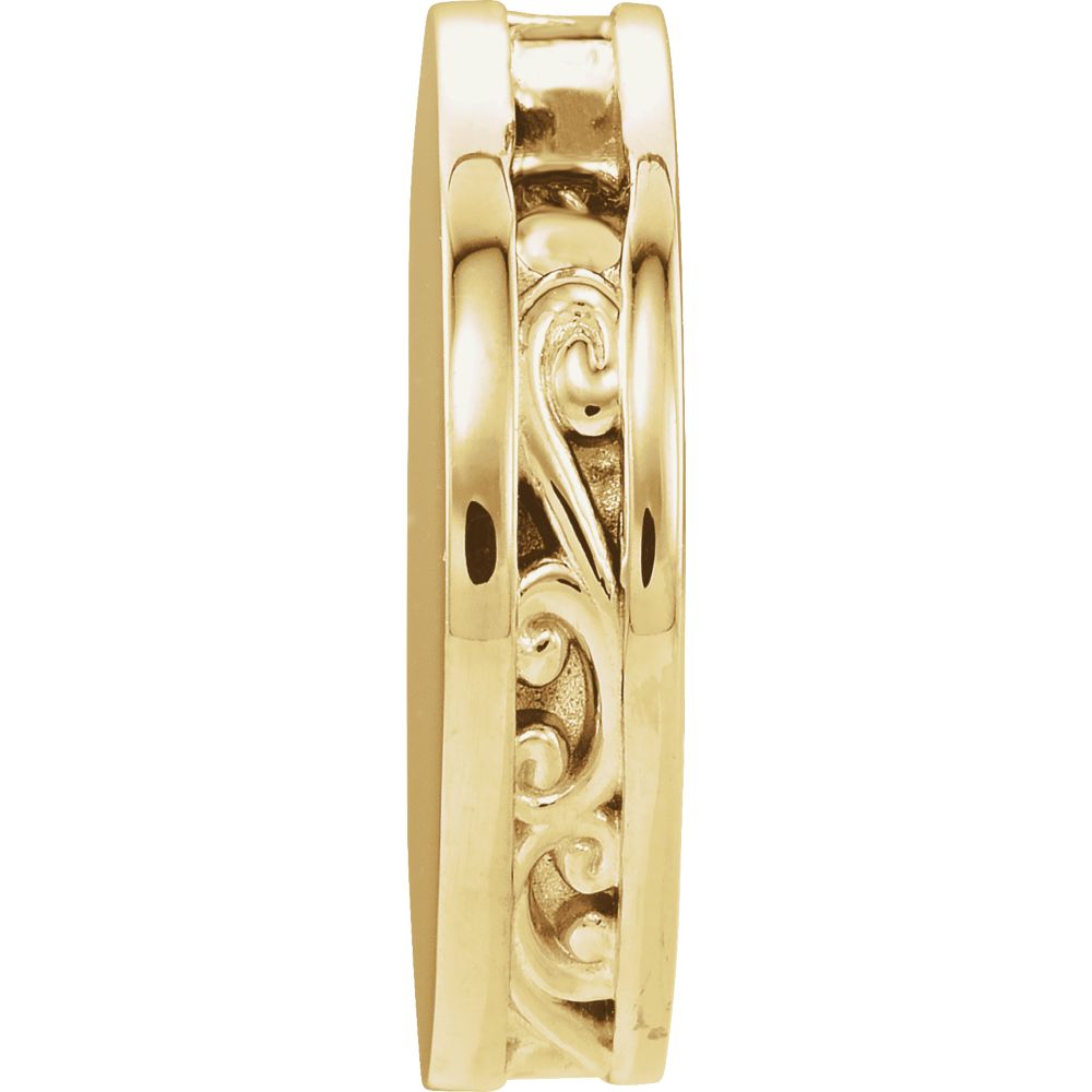 Alternate view of the 14k Yellow Gold Engravable Scroll Edge Disc Slide Pendant, 17mm by The Black Bow Jewelry Co.