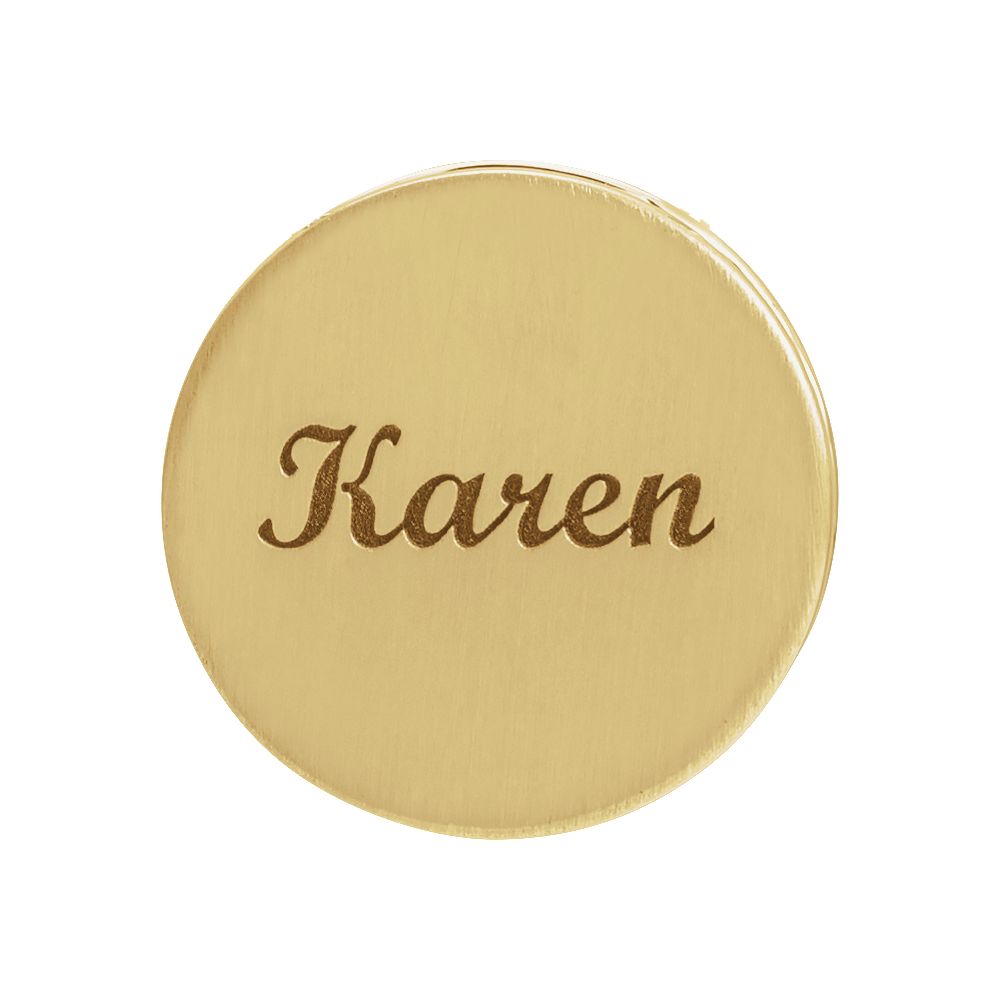 Alternate view of the 14k Yellow Gold Engravable Scroll Edge Disc Slide Pendant, 17mm by The Black Bow Jewelry Co.