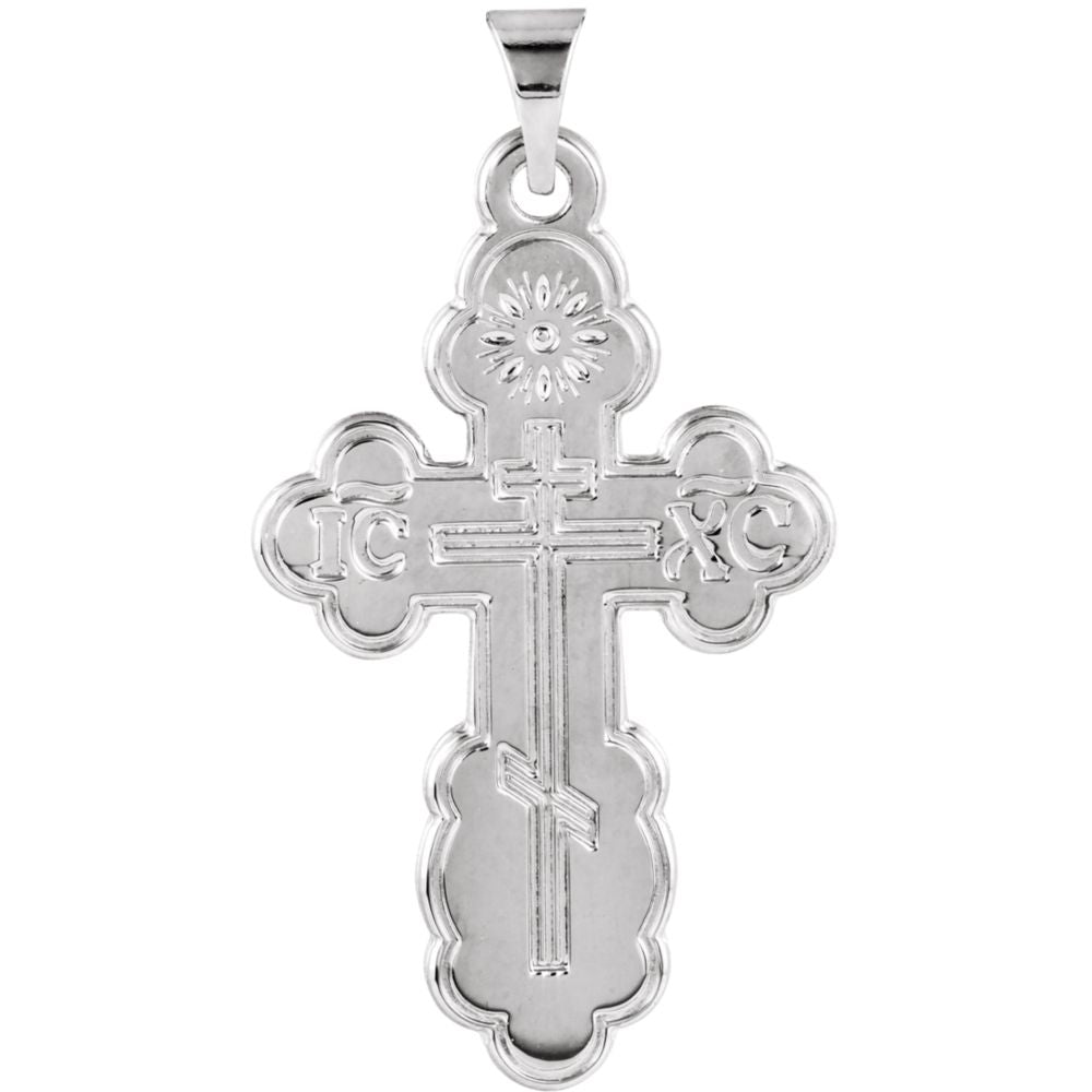 Sterling Silver St. Olga Orthodox Cross Pendant, 17 x 29mm, Item P27498-MD by The Black Bow Jewelry Co.