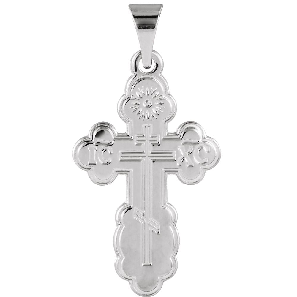Sterling Silver St. Olga Orthodox Cross Pendant, 13 x 22mm, Item P27498-SM by The Black Bow Jewelry Co.