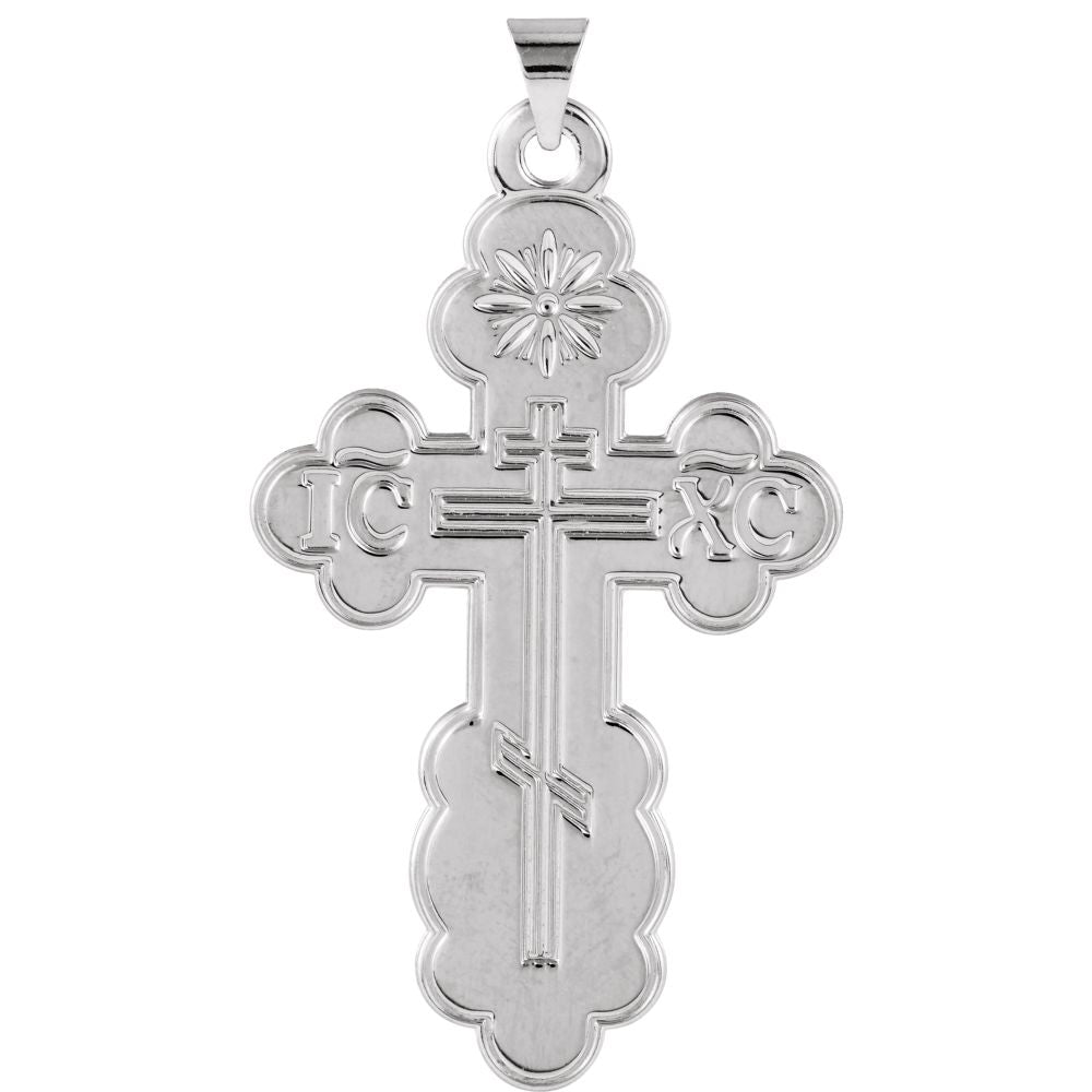 Sterling Silver St. Olga Orthodox Cross Pendant, 26 x 43mm, Item P27498-XL by The Black Bow Jewelry Co.