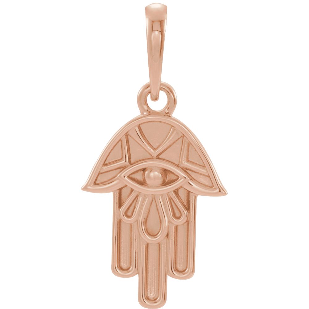 14k Yellow, White or Rose Gold Hamsa Pendant, Small 10mm (3/8 Inch), Item P27508 by The Black Bow Jewelry Co.