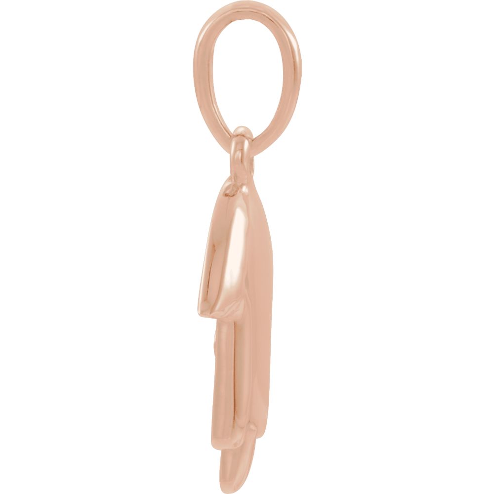 Alternate view of the 14k Rose Gold Hamsa Pendant, Small 10mm (3/8 Inch) by The Black Bow Jewelry Co.