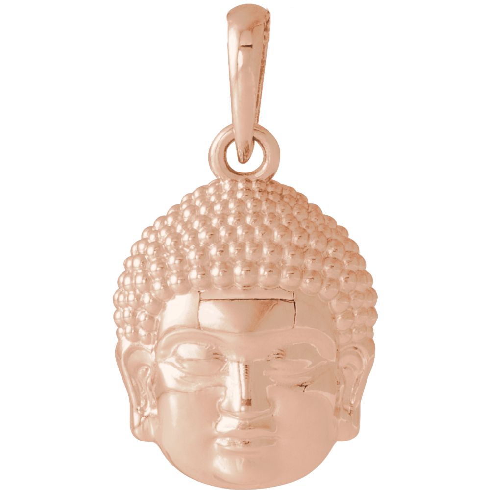 14k White, Yellow or Rose Gold Small 2D Buddha Head Pendant, 10mm, Item P27509 by The Black Bow Jewelry Co.