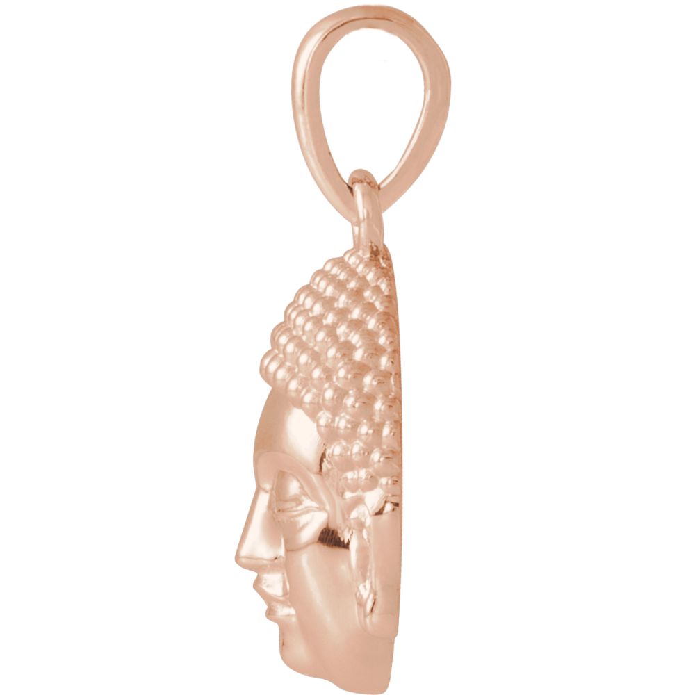 Alternate view of the 14k Rose Gold Small 2D Buddha Head Pendant, 10mm (3/8 Inch) by The Black Bow Jewelry Co.