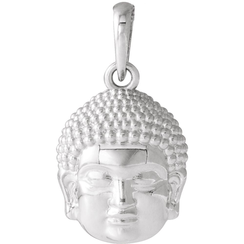 Alternate view of the 14k White, Yellow or Rose Gold Small 2D Buddha Head Pendant, 10mm by The Black Bow Jewelry Co.