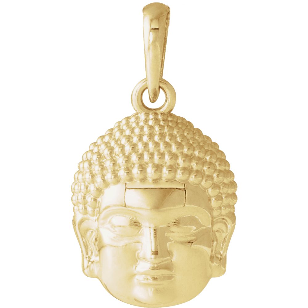 Alternate view of the 14k White, Yellow or Rose Gold Small 2D Buddha Head Pendant, 10mm by The Black Bow Jewelry Co.
