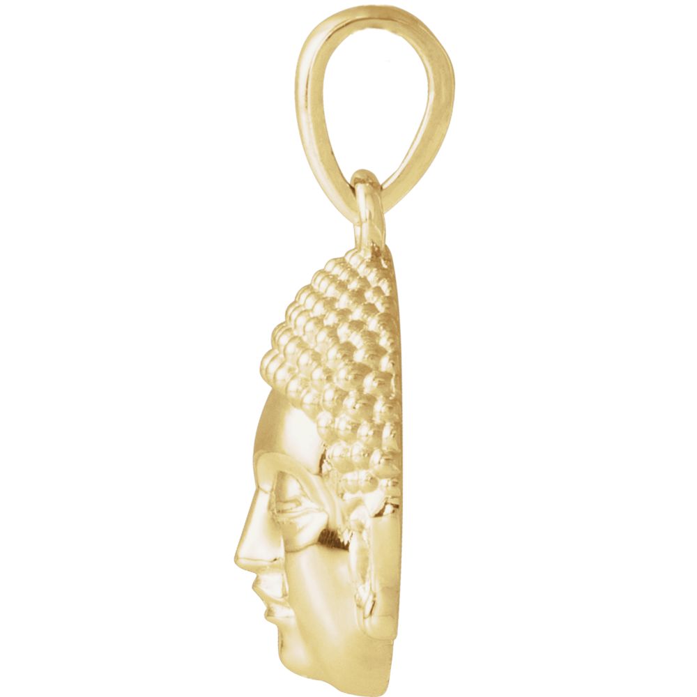 Alternate view of the 14k Yellow Gold Small 2D Buddha Head Pendant, 10mm (3/8 Inch) by The Black Bow Jewelry Co.