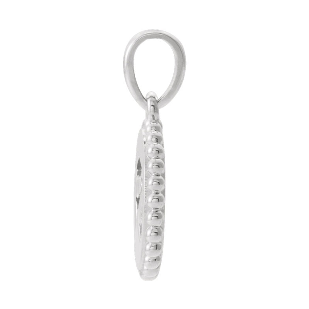 Alternate view of the 14k White Gold Eye of Horus Beaded Disc Pendant, 12mm (7/16 Inch) by The Black Bow Jewelry Co.