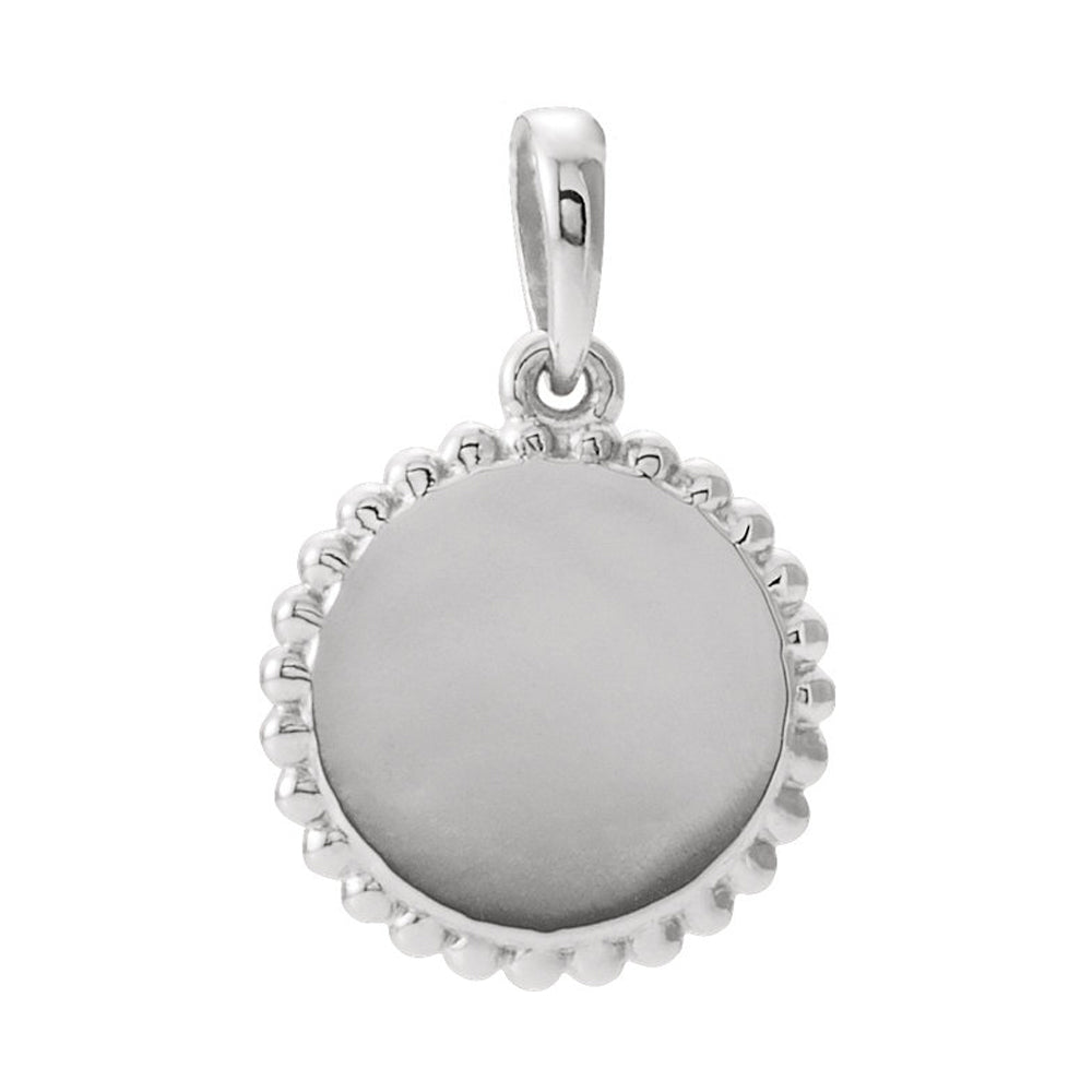 Alternate view of the 14k White Gold Eye of Horus Beaded Disc Pendant, 12mm (7/16 Inch) by The Black Bow Jewelry Co.