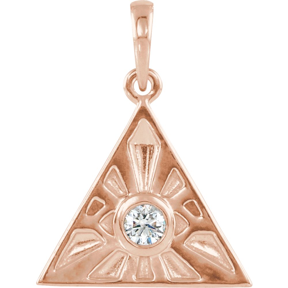 14k Gold 1/10 Ct Diamond Eye of Providence Pendant, 14mm, Item P27512 by The Black Bow Jewelry Co.