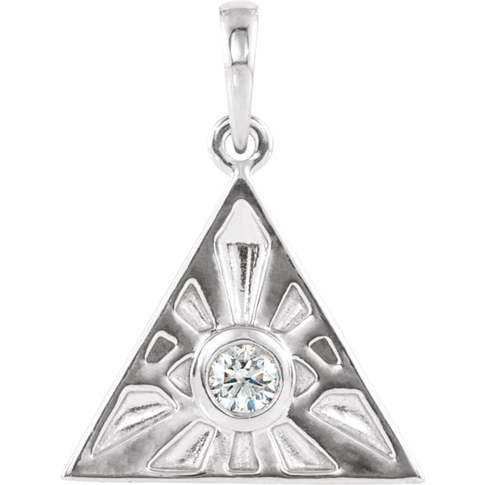 Alternate view of the 14k Gold 1/10 Ct Diamond Eye of Providence Pendant, 14mm by The Black Bow Jewelry Co.