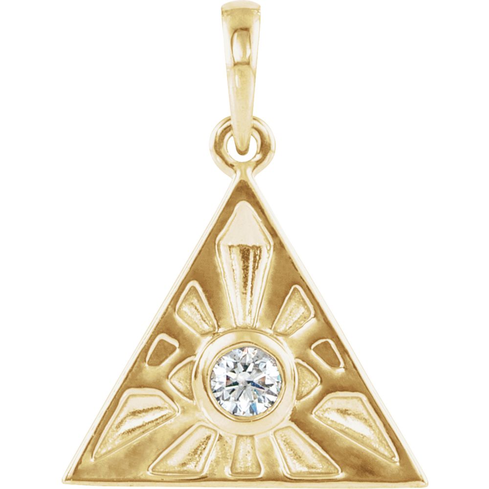Alternate view of the 14k Gold 1/10 Ct Diamond Eye of Providence Pendant, 14mm by The Black Bow Jewelry Co.
