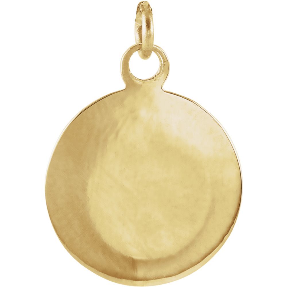 Alternate view of the 14k Yellow Gold Round Solid Baptismal Medal Charm or Pendant, 15mm by The Black Bow Jewelry Co.