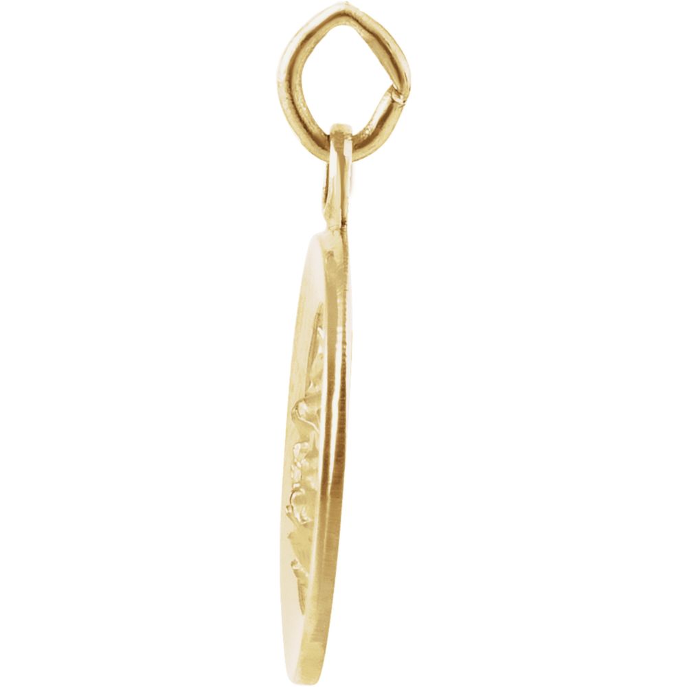 Alternate view of the 14k Yellow Gold Round Solid Baptismal Medal Charm or Pendant by The Black Bow Jewelry Co.