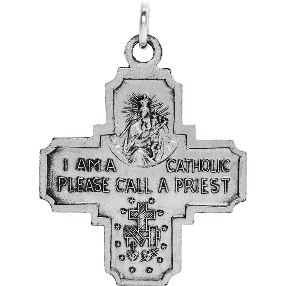 Alternate view of the Sterling Silver Four-Way Cross Medal Pendant, 18 x 18mm by The Black Bow Jewelry Co.