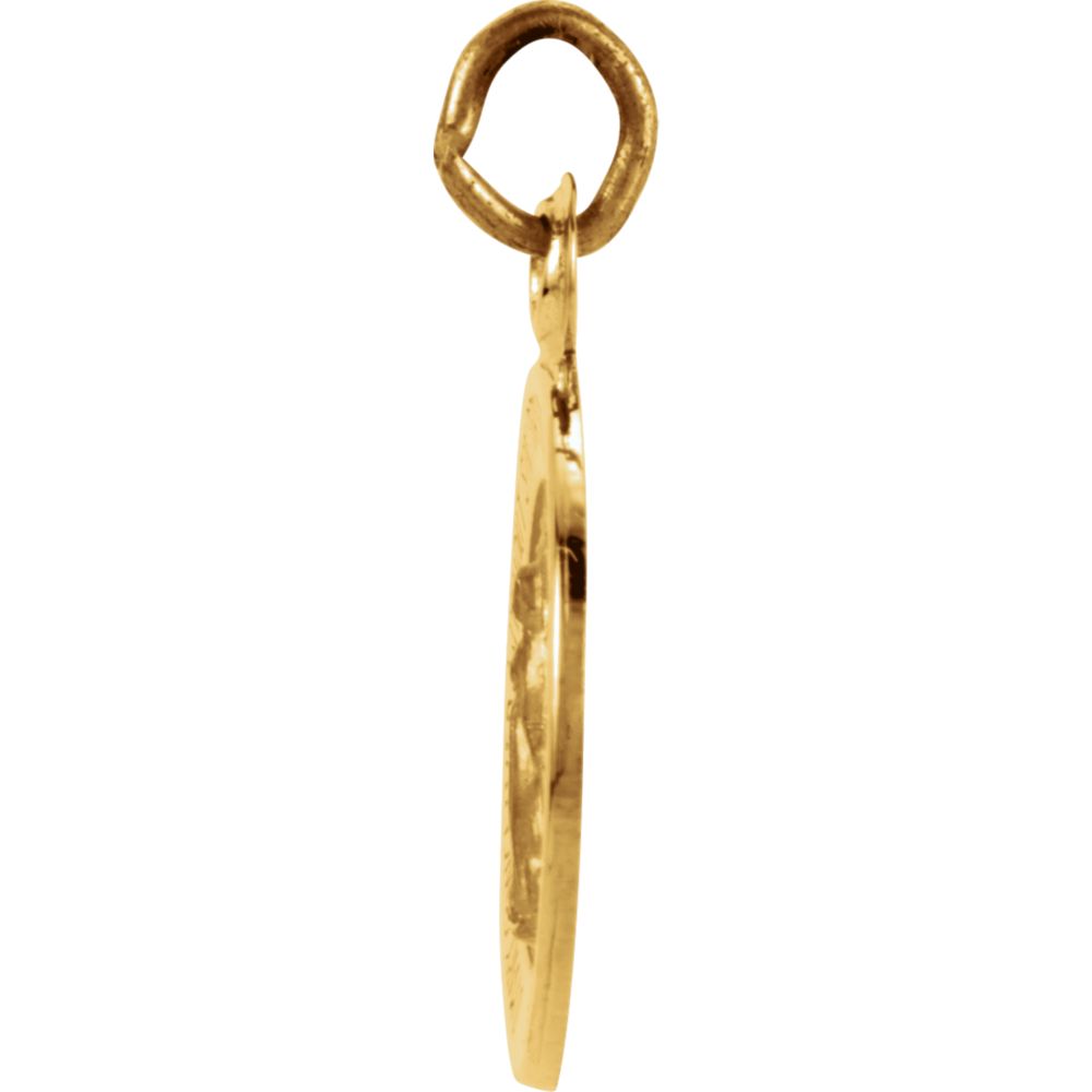 Alternate view of the 14k Yellow Gold Round Miraculous Medal Charm or Pendant, 12mm by The Black Bow Jewelry Co.