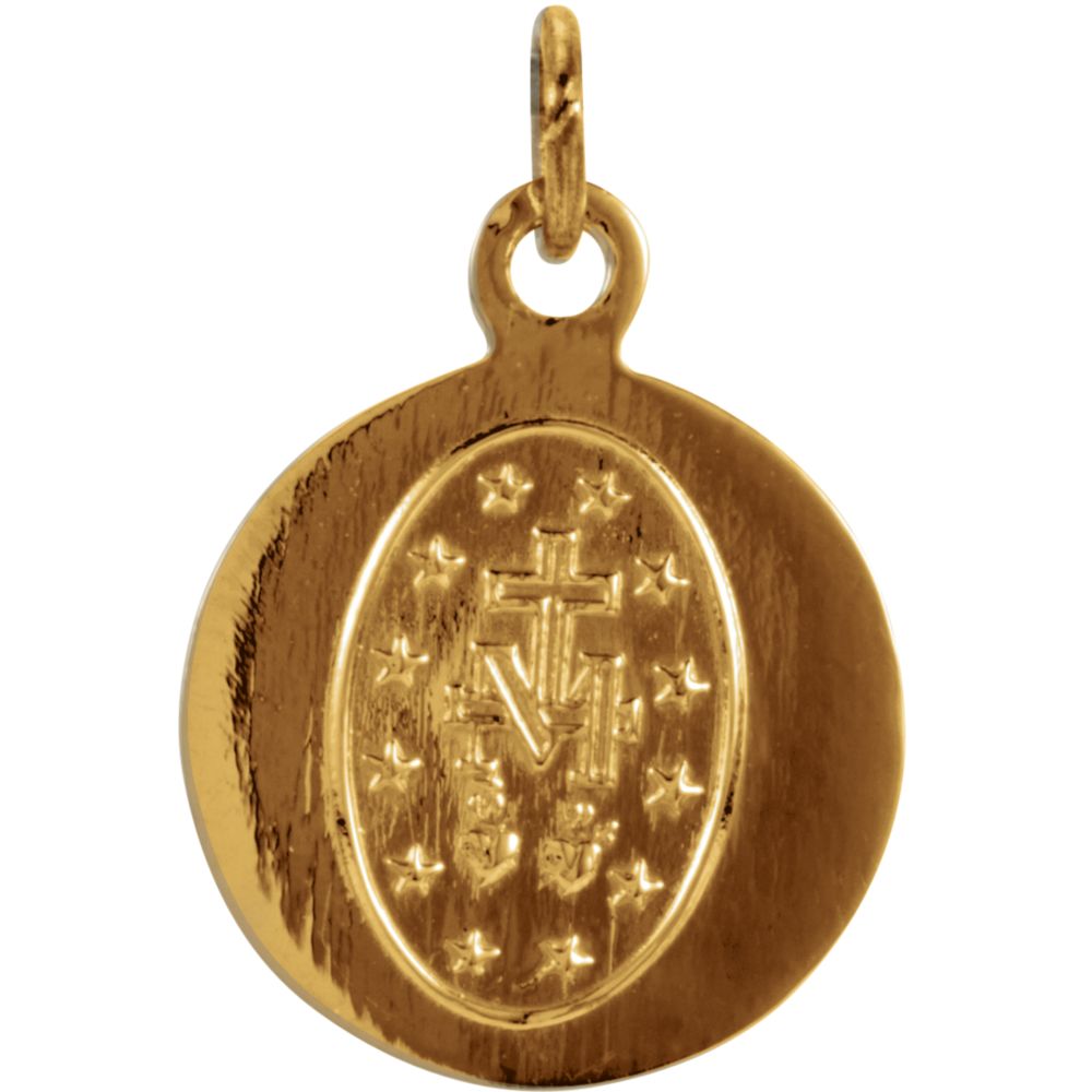 Alternate view of the 14k Yellow Gold Round Miraculous Medal Charm or Pendant, 12mm by The Black Bow Jewelry Co.