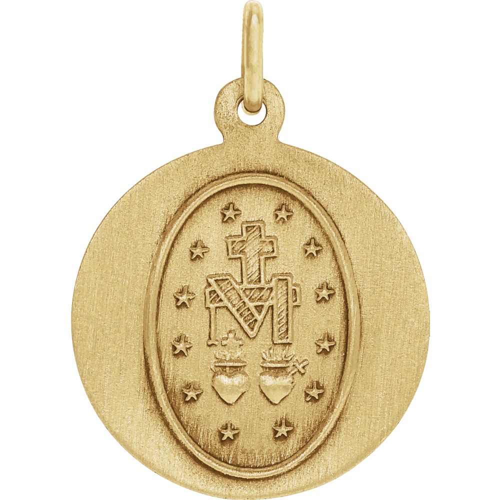 Alternate view of the 14k Yellow Gold Round Miraculous Medal Charm or Pendant, 15mm by The Black Bow Jewelry Co.