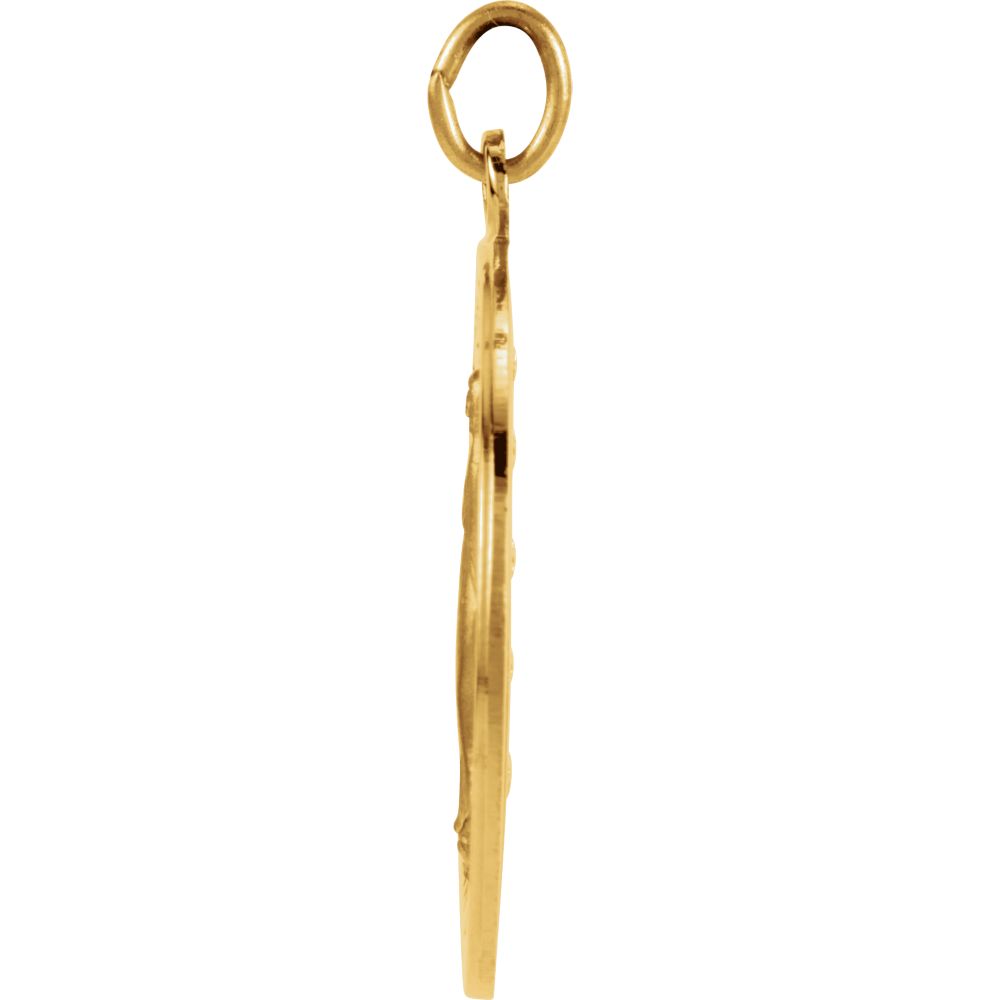 Alternate view of the 14k Yellow Gold Round Miraculous Medal Pendant, 22mm (7/8 Inch) by The Black Bow Jewelry Co.