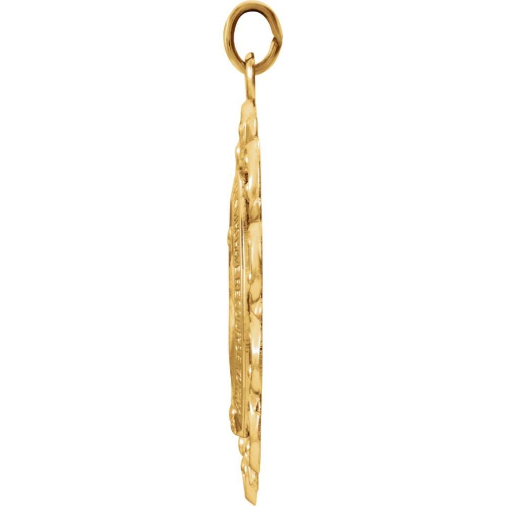 Alternate view of the 14k Yellow Gold Oval Filigree Miraculous Medal Pendant, 23 x 32mm by The Black Bow Jewelry Co.
