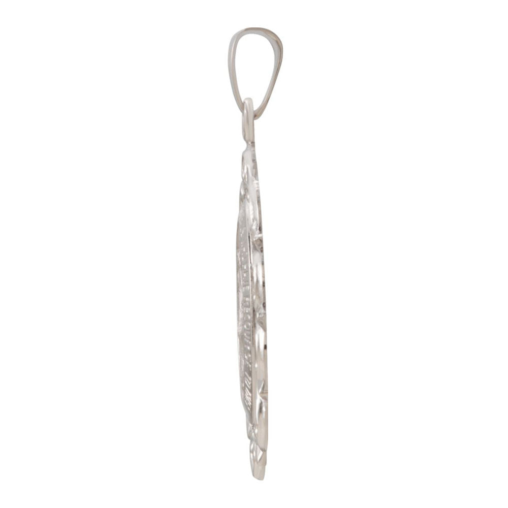 Alternate view of the 14k White Gold Oval Filigree Miraculous Medal Pendant, 18 x 25mm by The Black Bow Jewelry Co.