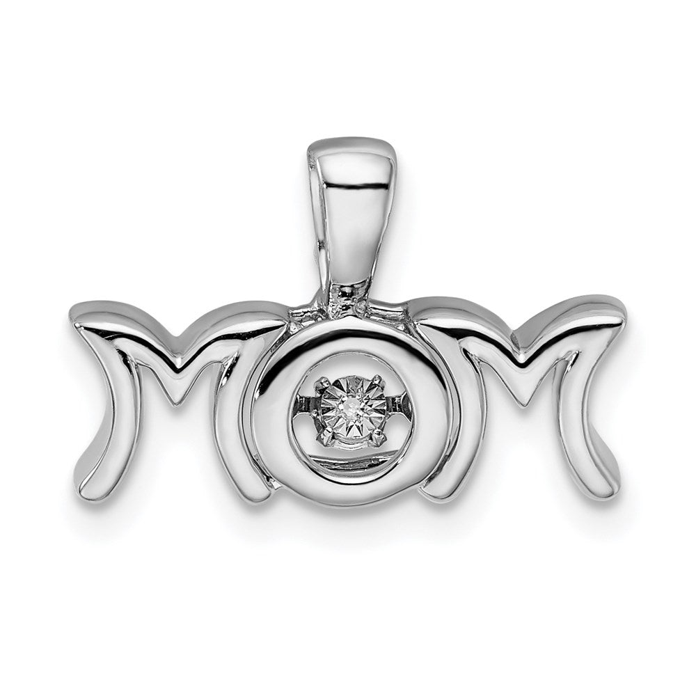 Rhodium Plated Sterling Silver Ctw Diamond MOM Pendant