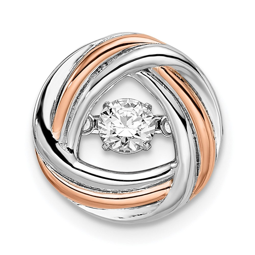 Platinum & Rose Tone Plated Sterling Silver & CZ Circle Pendant, 13mm, Item P27534 by The Black Bow Jewelry Co.