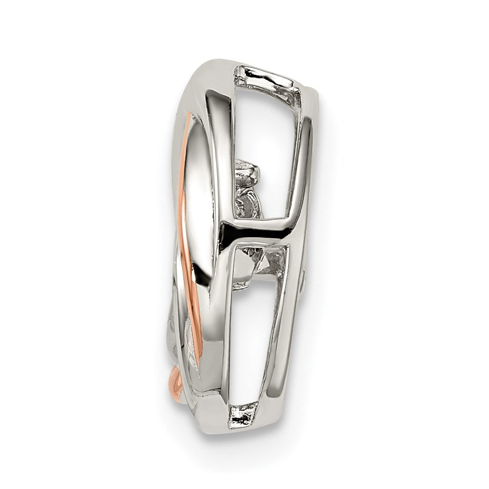 Alternate view of the Platinum & Rose Tone Plated Sterling Silver & CZ Circle Pendant, 13mm by The Black Bow Jewelry Co.