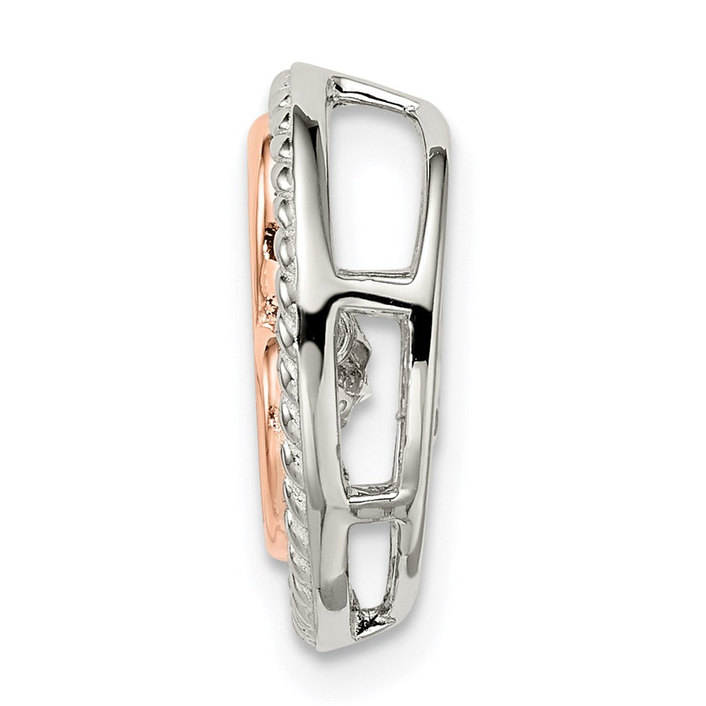 Alternate view of the Two Tone Plated Sterling Silver & CZ Heart in Circle Pendant, 15mm by The Black Bow Jewelry Co.