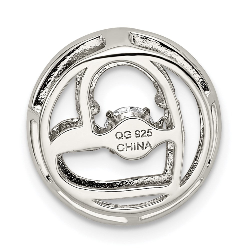 Alternate view of the Two Tone Plated Sterling Silver & CZ Heart in Circle Pendant, 15mm by The Black Bow Jewelry Co.