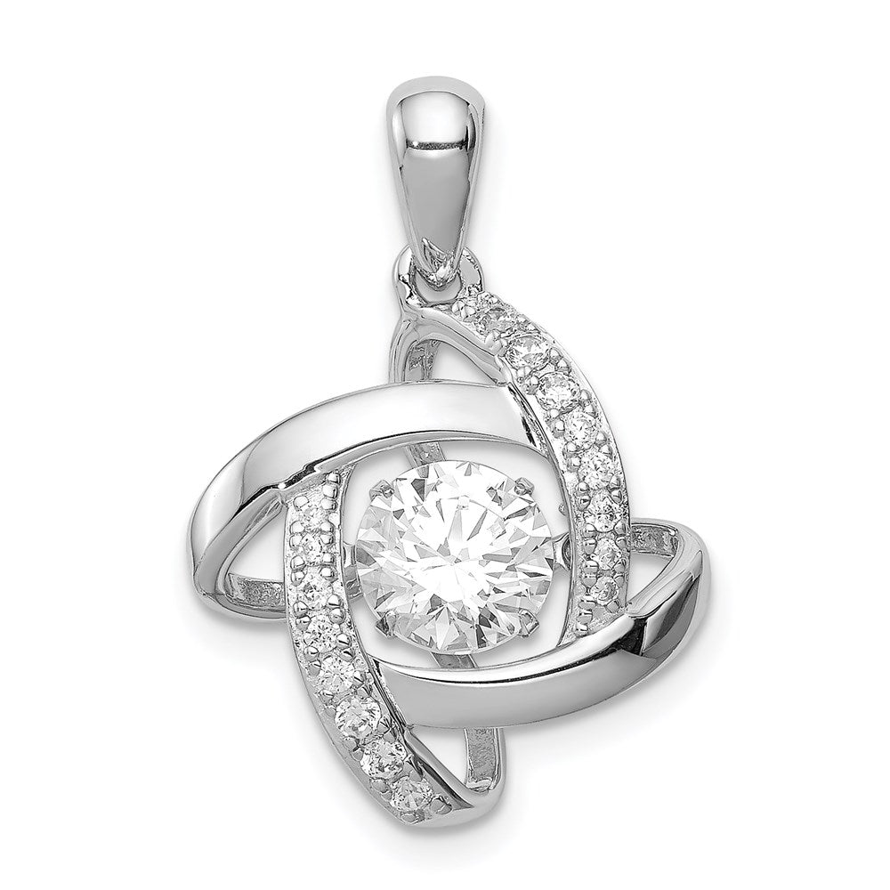 Platinum Plated Sterling Silver & CZ Geometric Pendant, 17mm (5/8 in), Item P27538 by The Black Bow Jewelry Co.