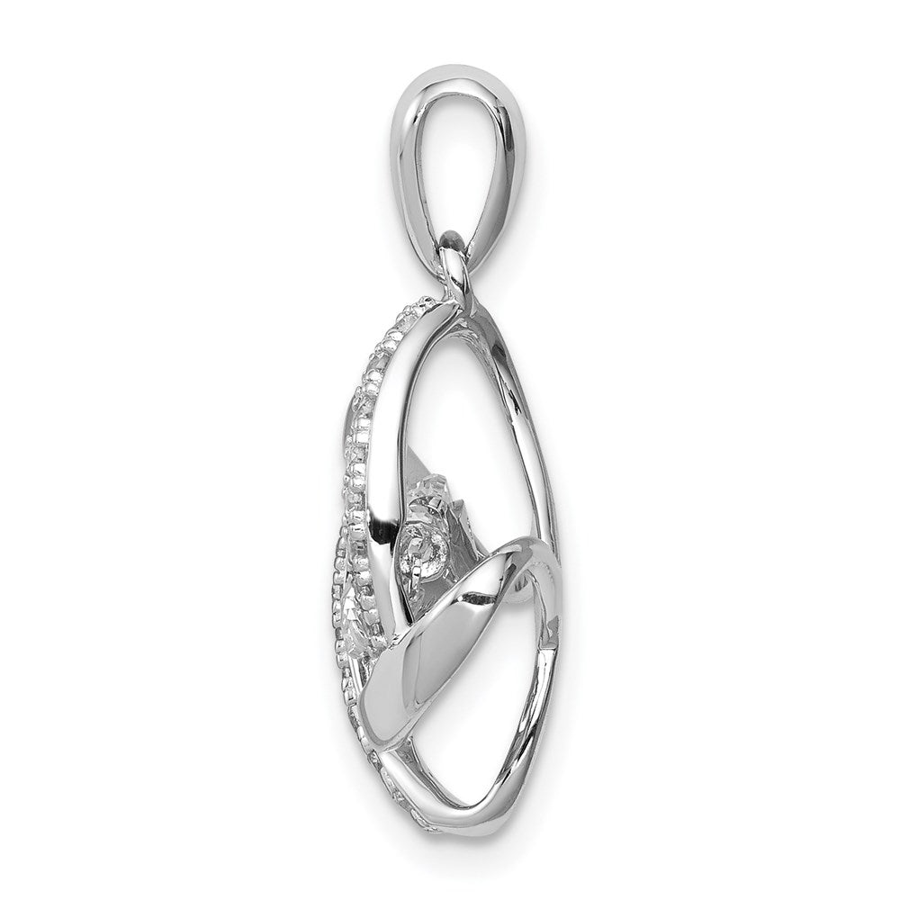 Alternate view of the Platinum Plated Sterling Silver & CZ Geometric Pendant, 17mm (5/8 in) by The Black Bow Jewelry Co.